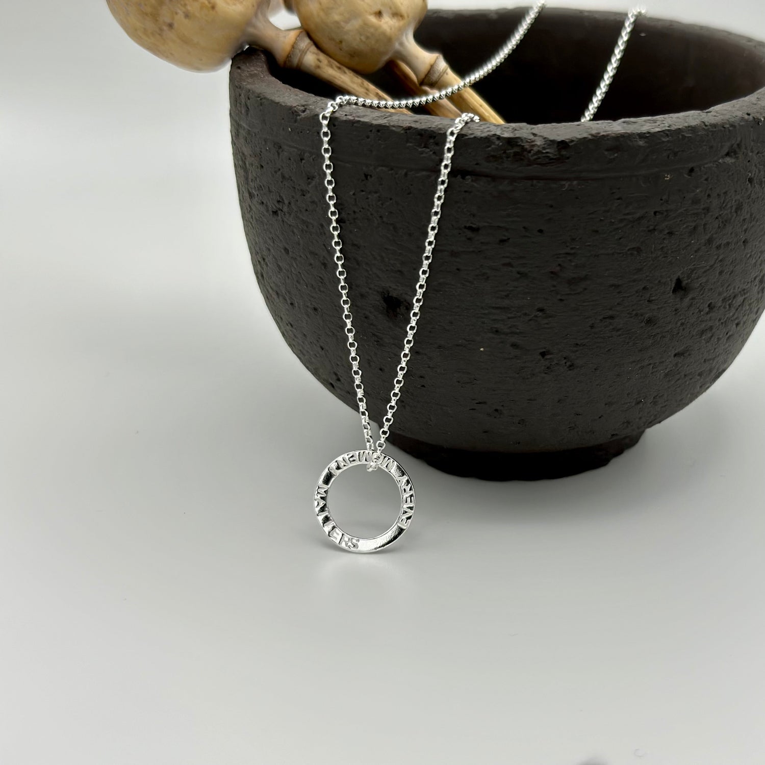 PERSONALISED SILVER HOOP NECKLACE