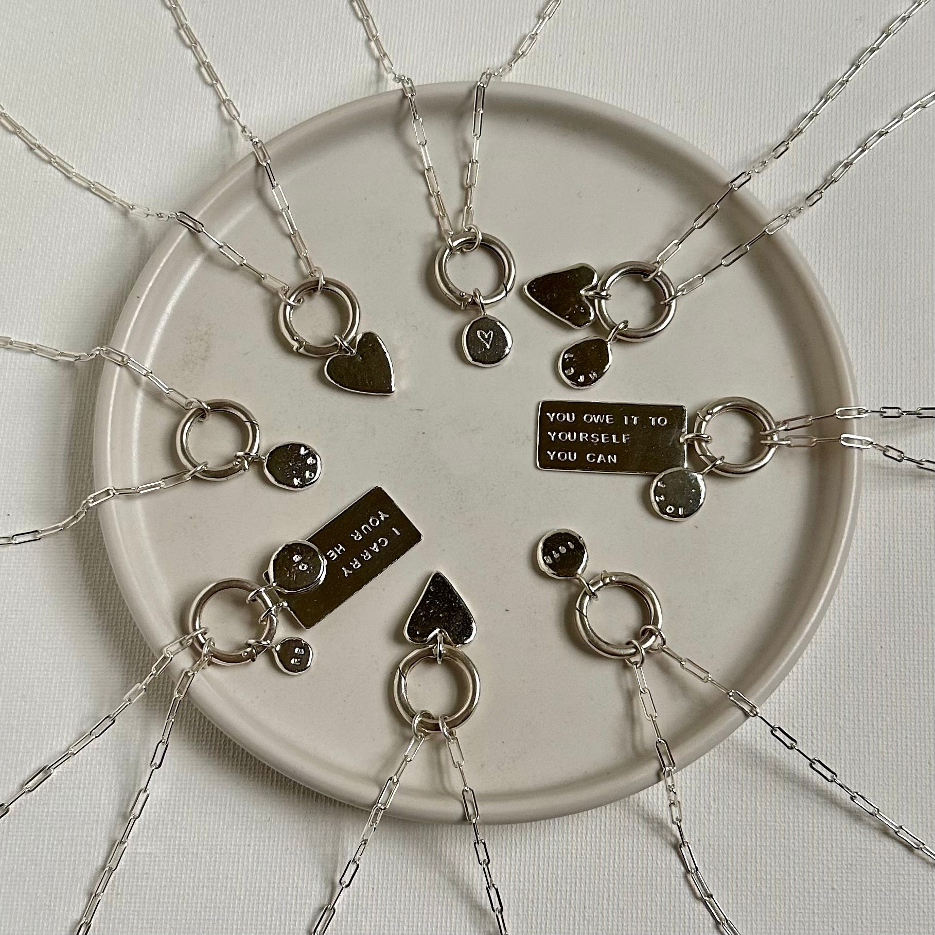PERSONALISED SILVER JEWELLERY CHARM NECKLACES